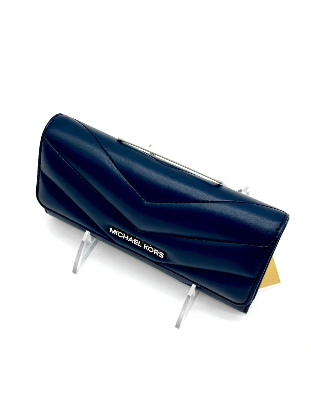 Michael Kors Large Quilted Trifold Wallet Navy Blue
